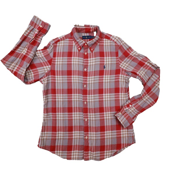 Ralph Lauren Other - Ralph Lauren Light Red‎ Plaid Long Sleeve Button Up Shirt size Large
